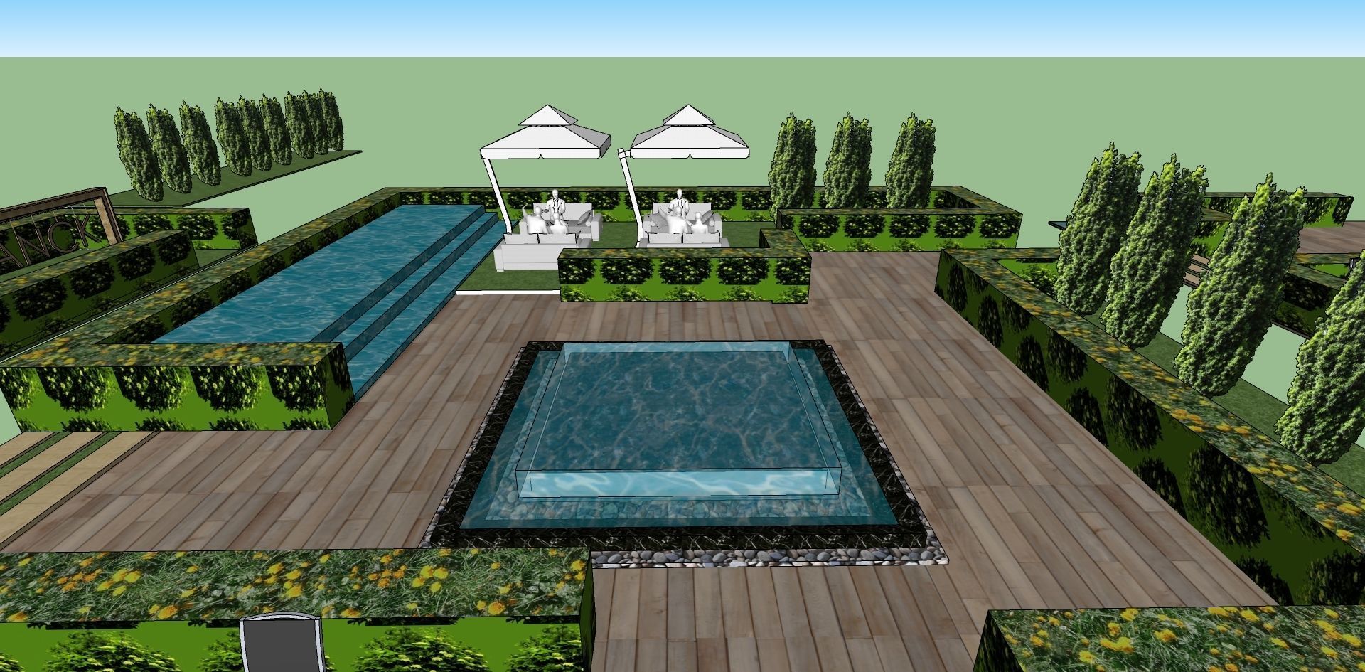 courtyard public garden sketchup model 3D model_3