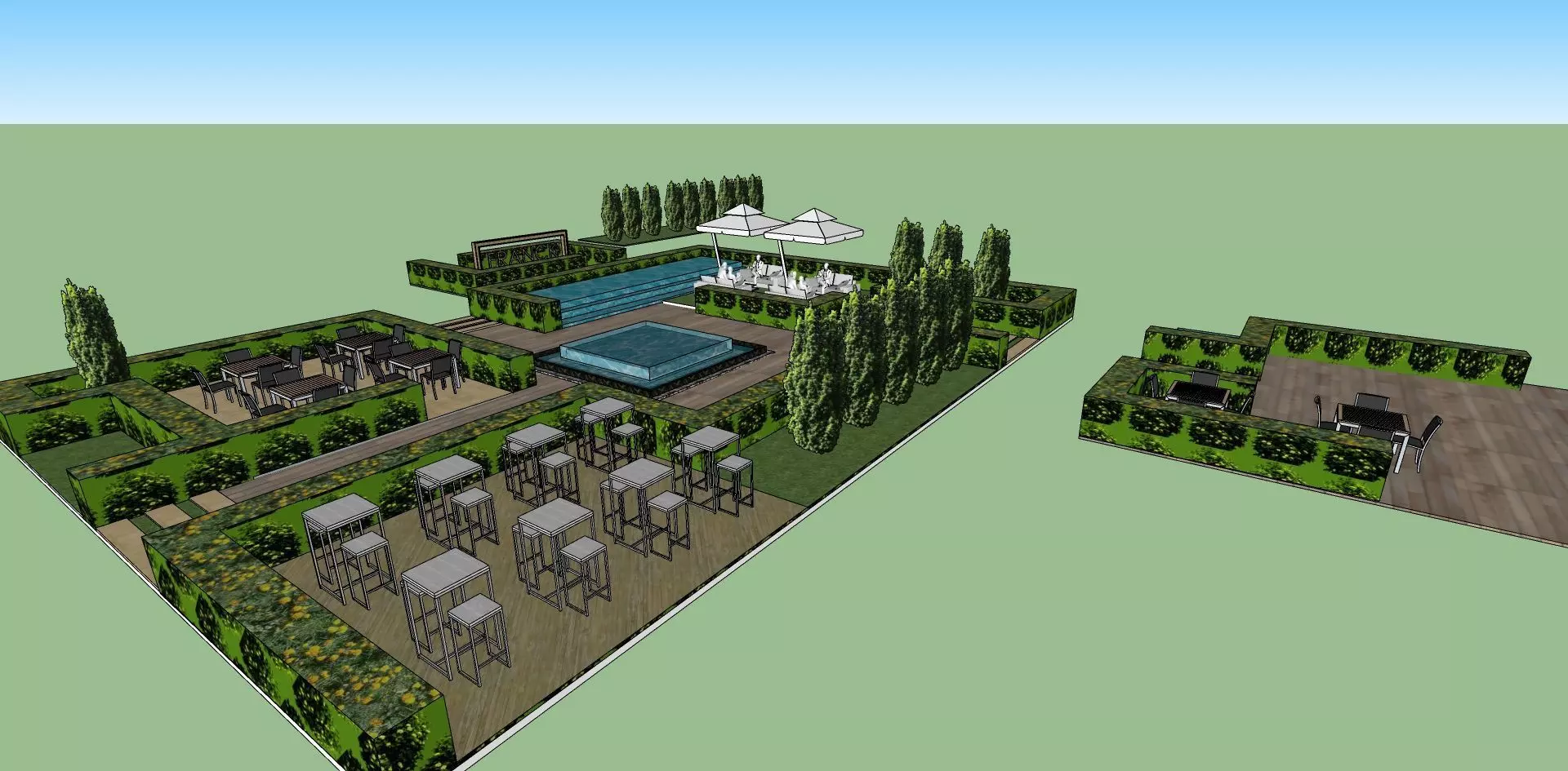 courtyard public garden sketchup model 3D model_0