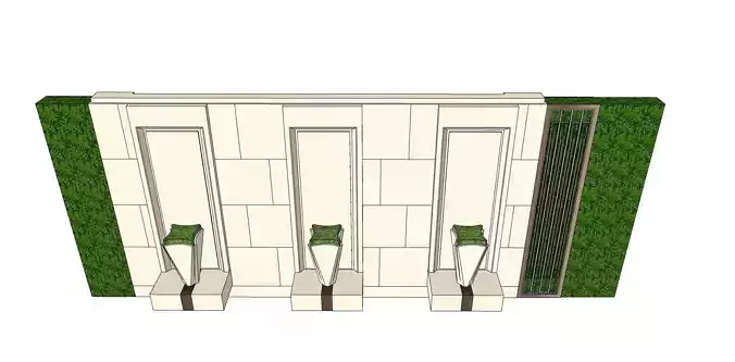 modern boundary wall planters 3d model