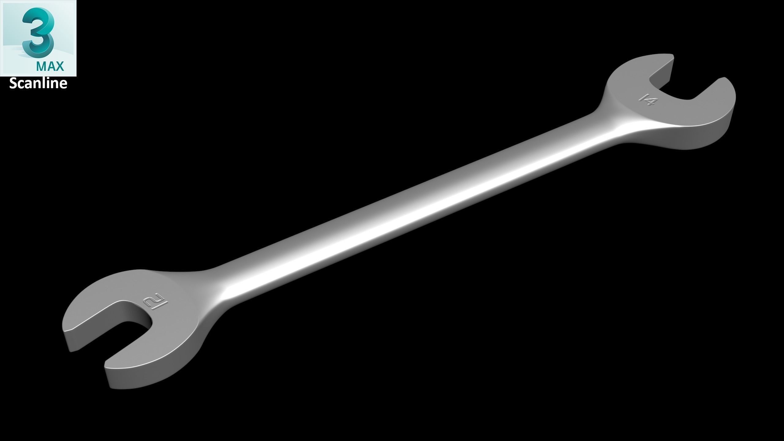 Standard Metric Open End Wrench Low-poly 3D model_24