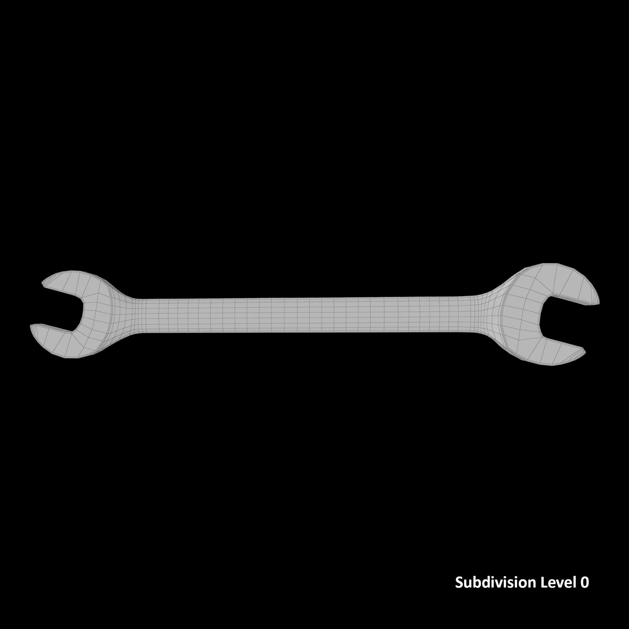 Standard Metric Open End Wrench Low-poly 3D model_22