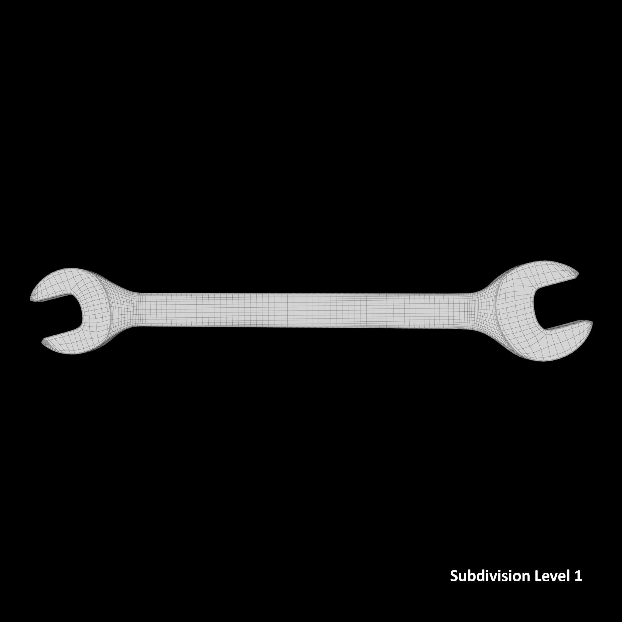 Standard Metric Open End Wrench Low-poly 3D model_9