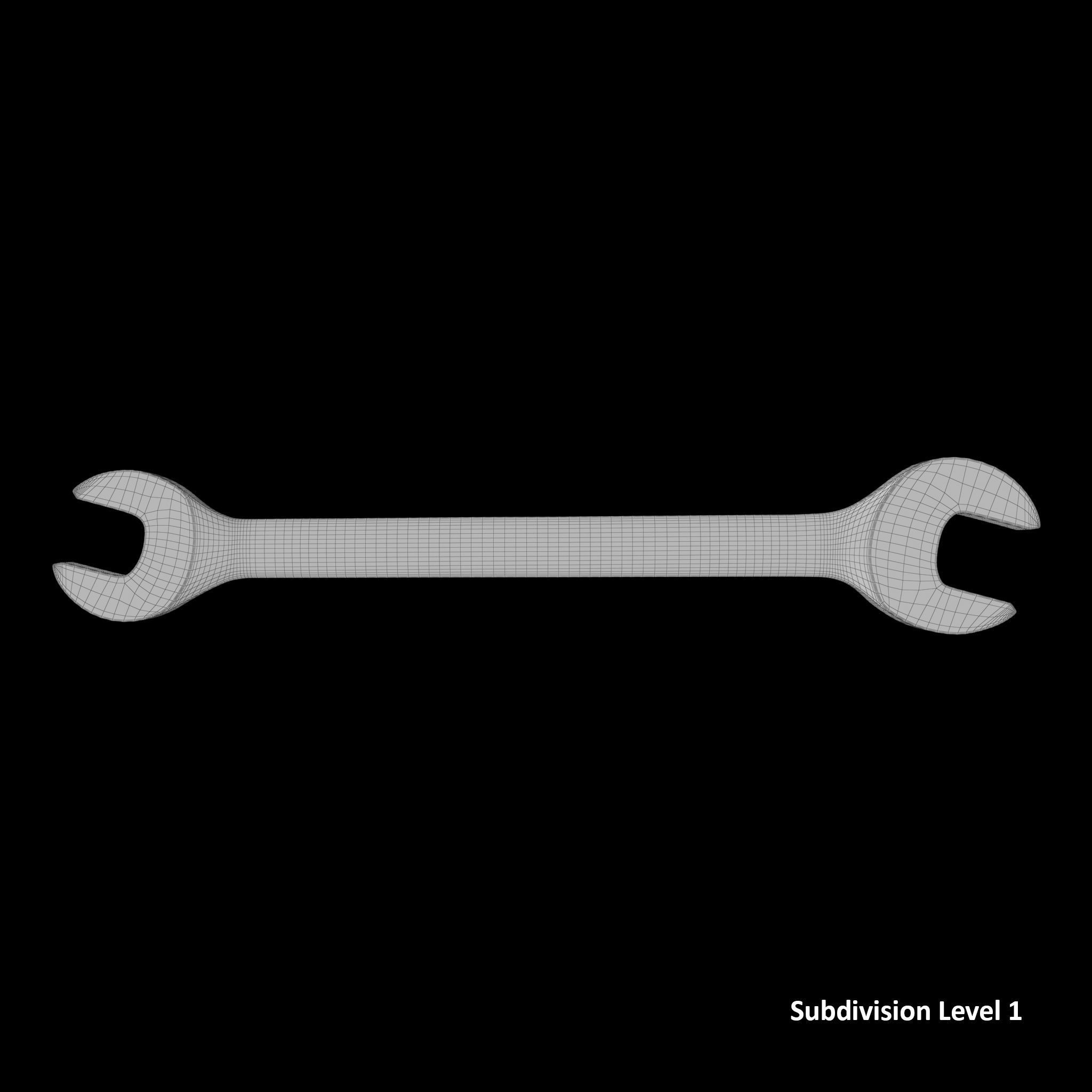 Standard Metric Open End Wrench Low-poly 3D model_23