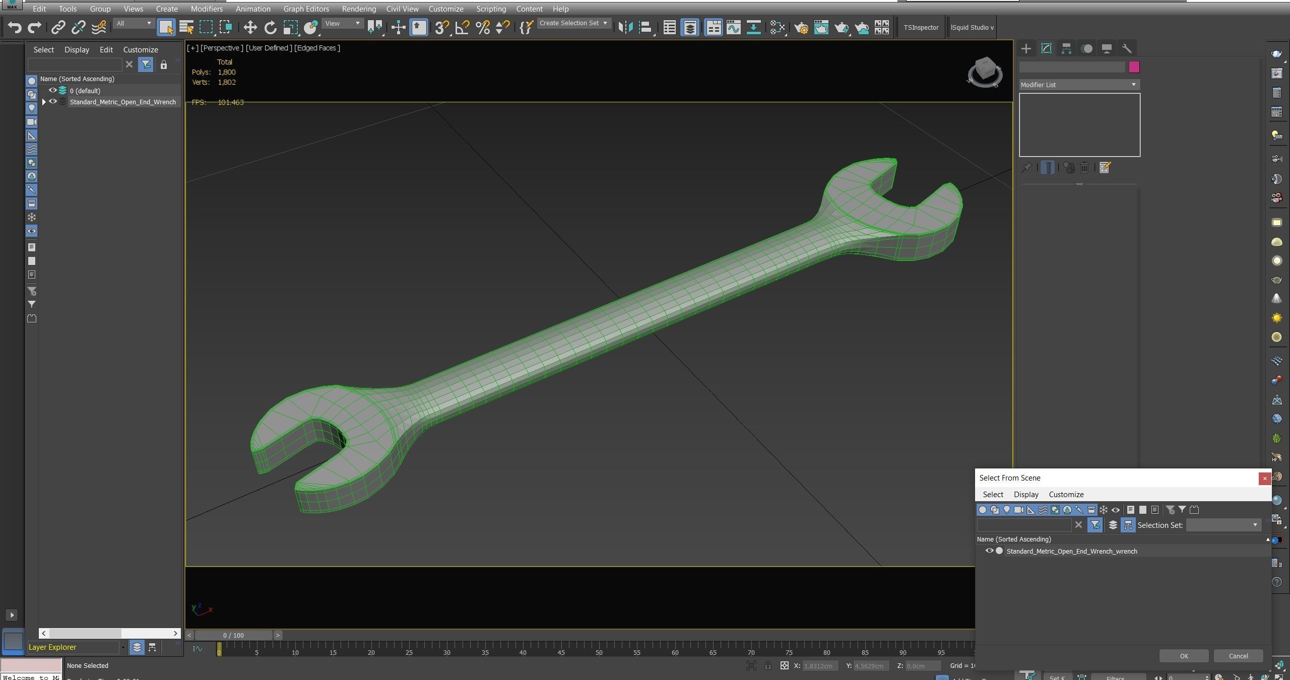 Standard Metric Open End Wrench Low-poly 3D model_25