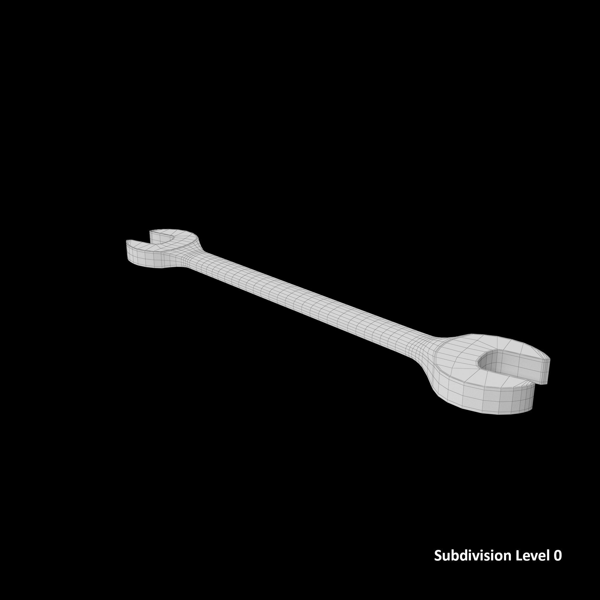Standard Metric Open End Wrench Low-poly 3D model_10