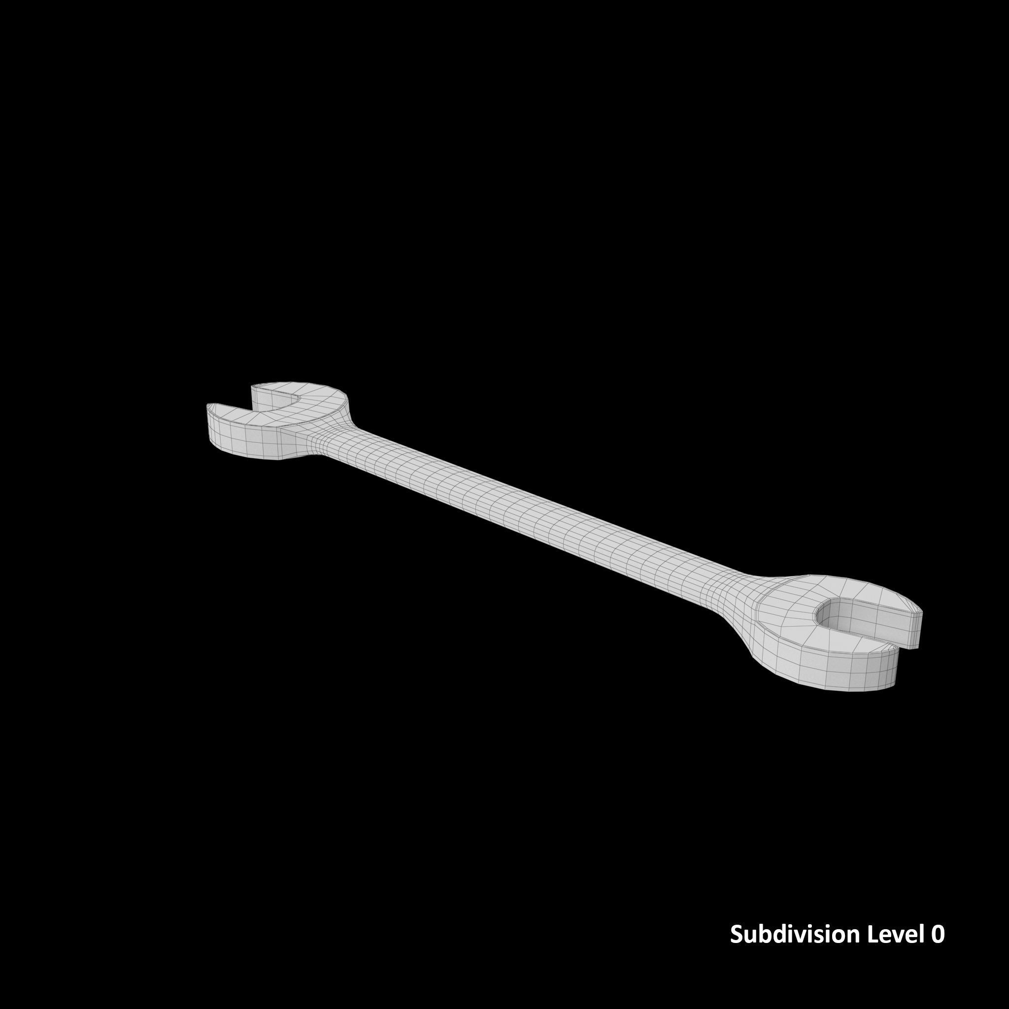Standard Metric Open End Wrench Low-poly 3D model_12