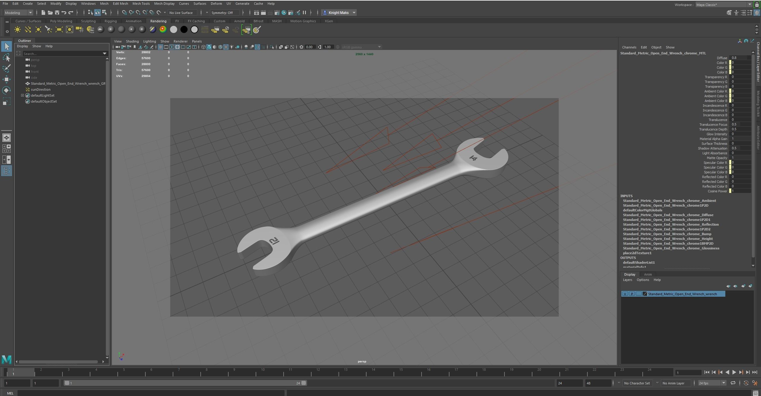 Standard Metric Open End Wrench Low-poly 3D model_27