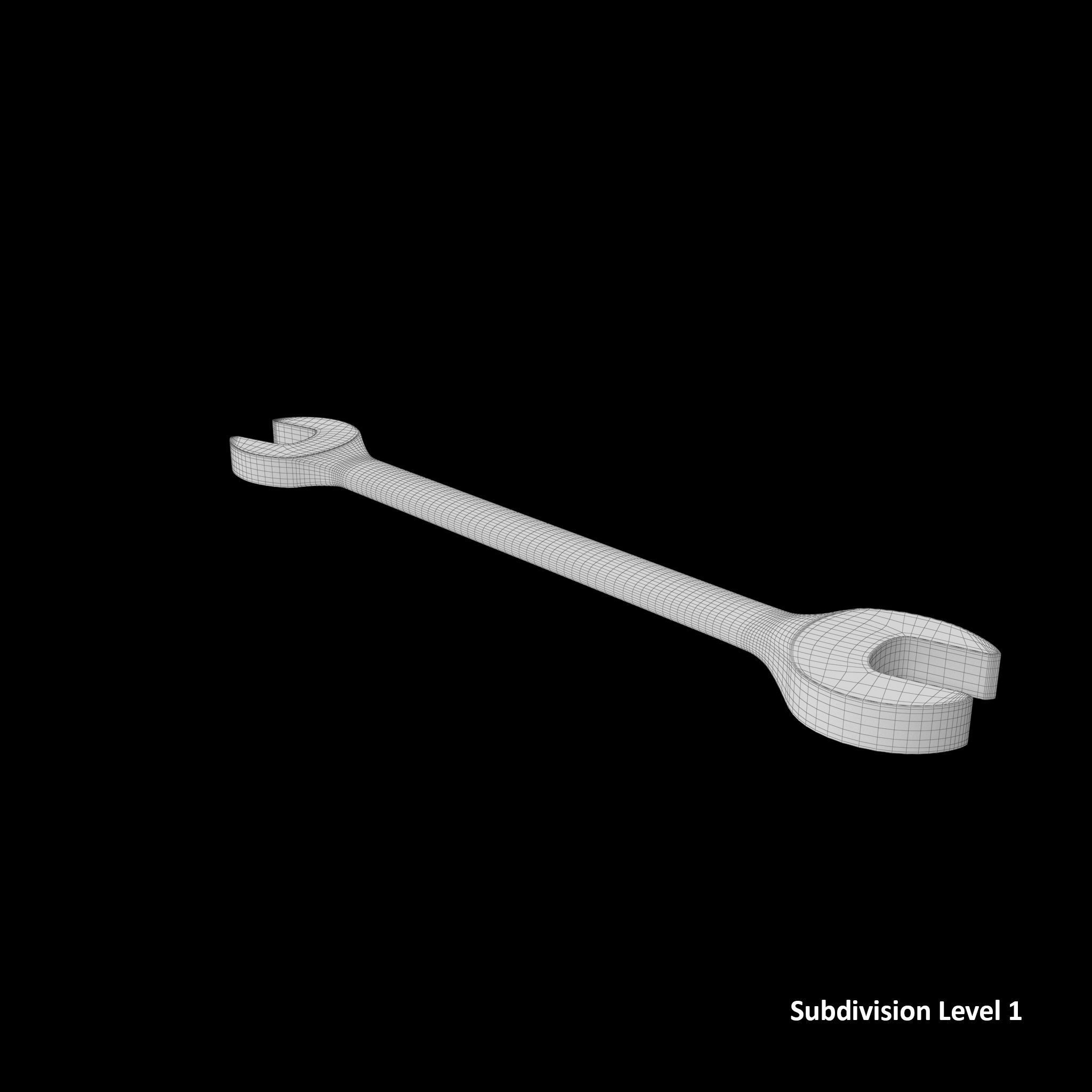 Standard Metric Open End Wrench Low-poly 3D model_11