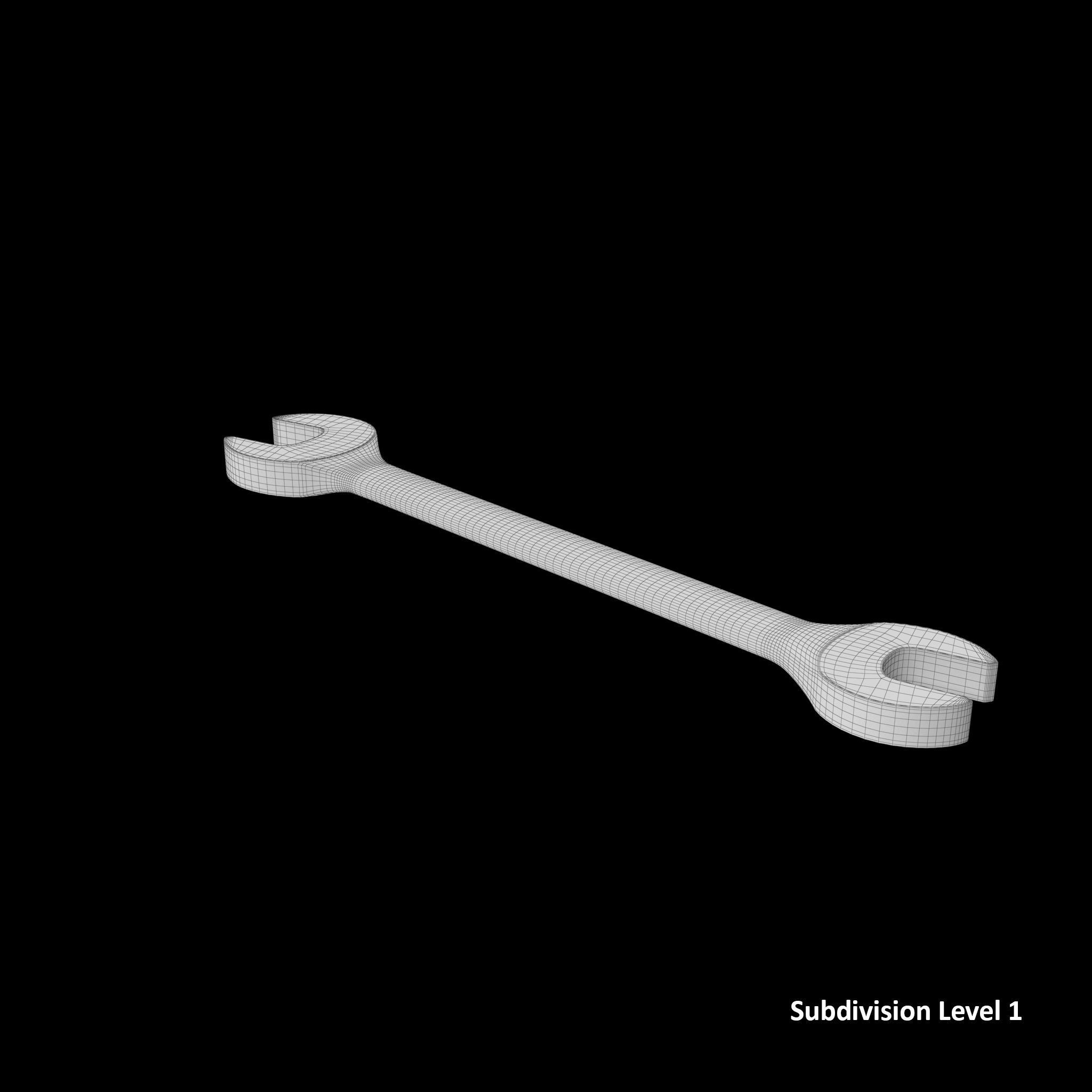 Standard Metric Open End Wrench Low-poly 3D model_13