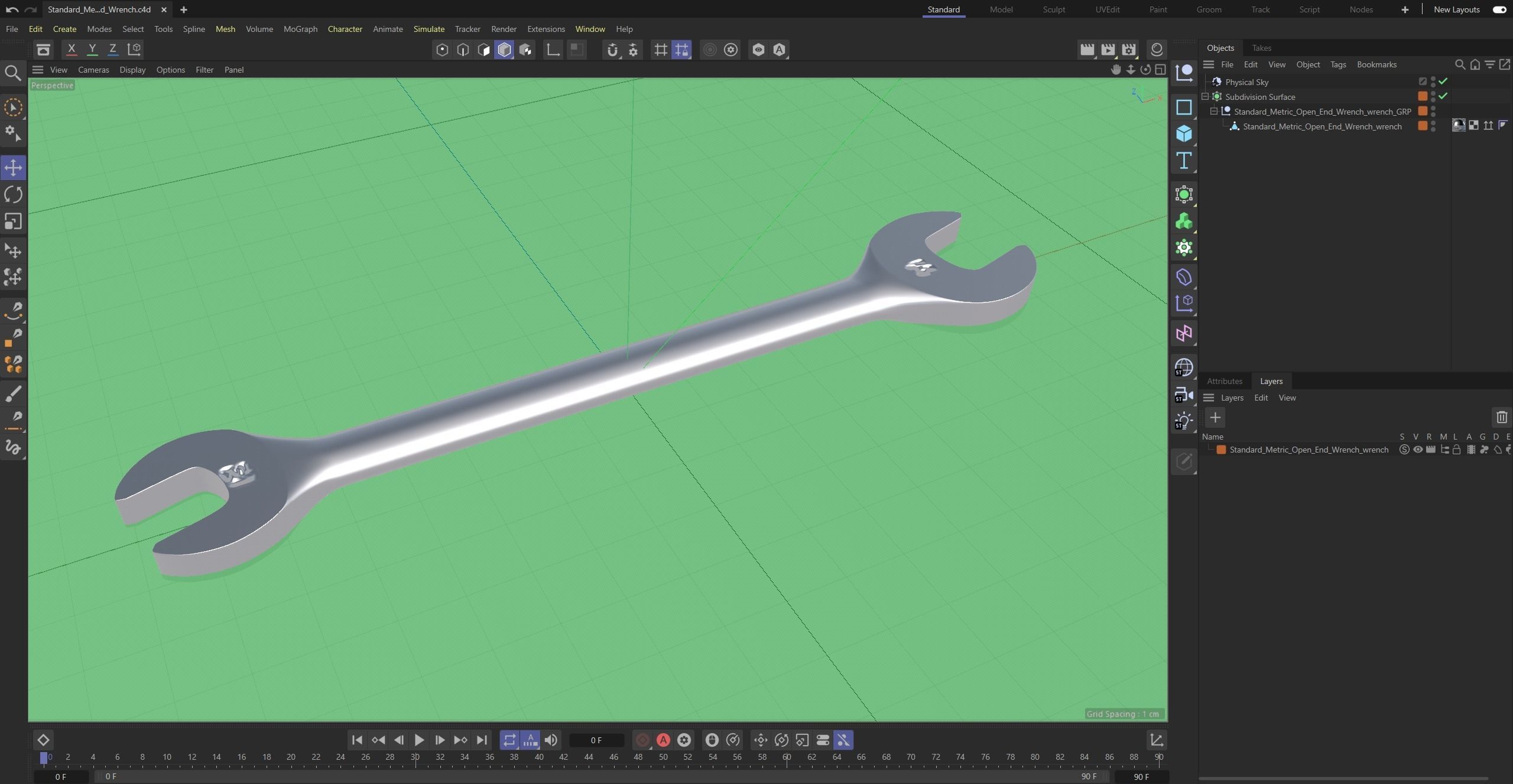 Standard Metric Open End Wrench Low-poly 3D model_29