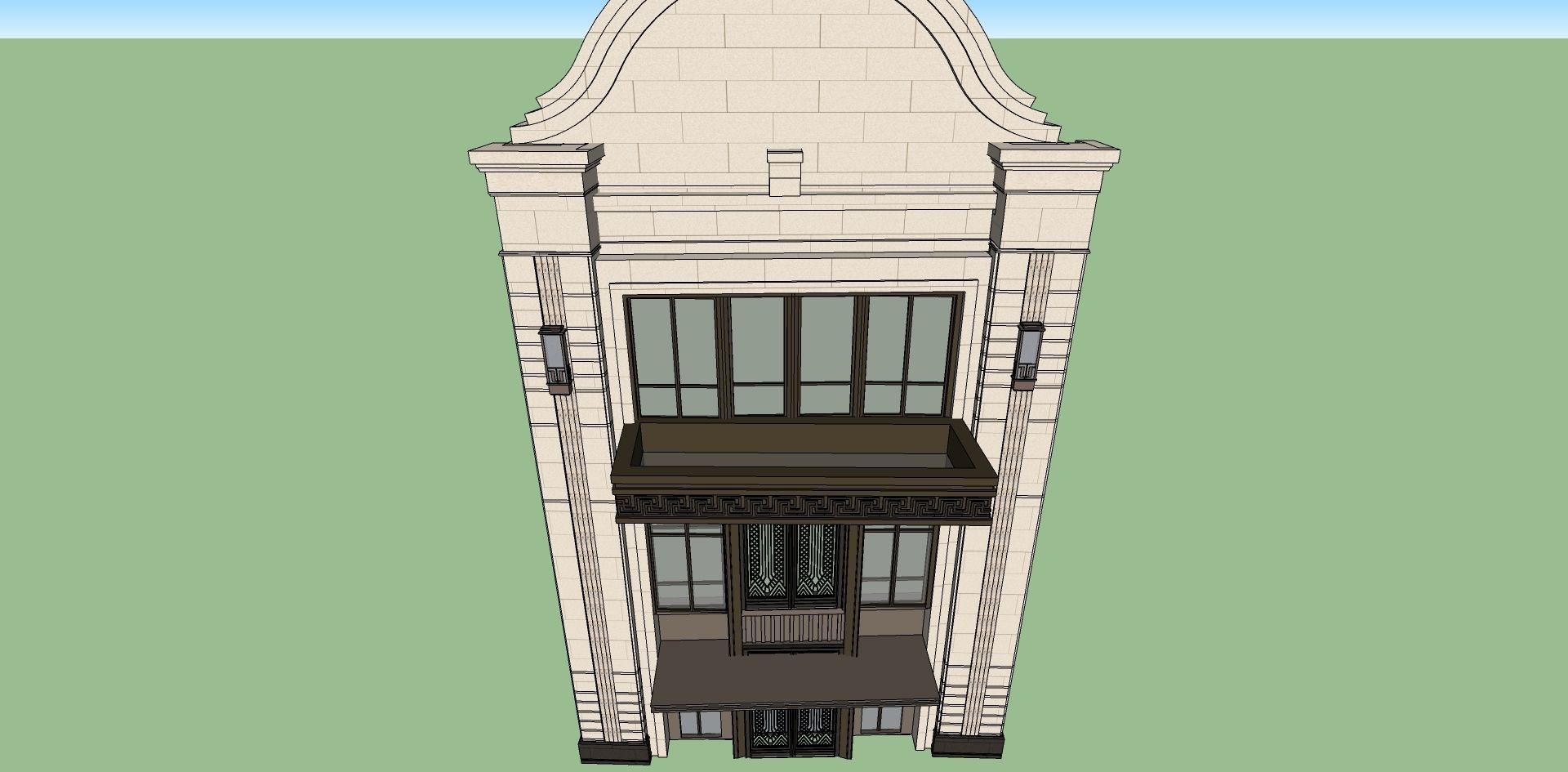 vernacular front facade sketchup model 3D model_1