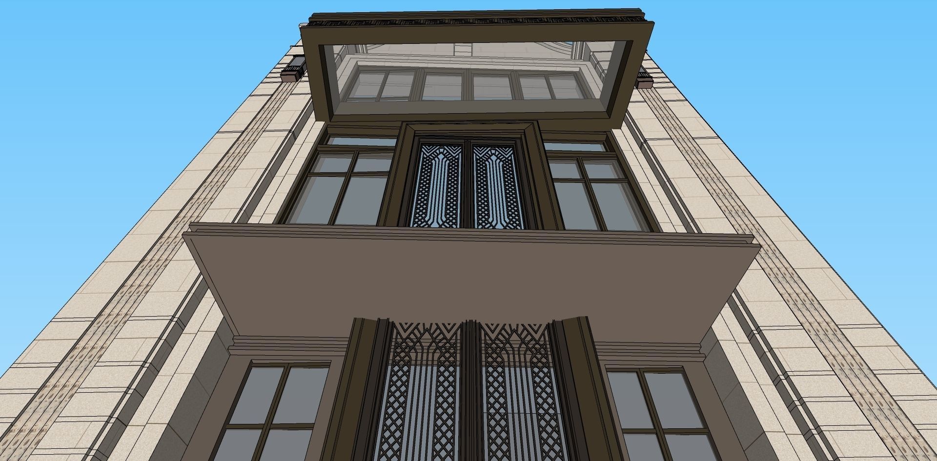 vernacular front facade sketchup model 3D model_3