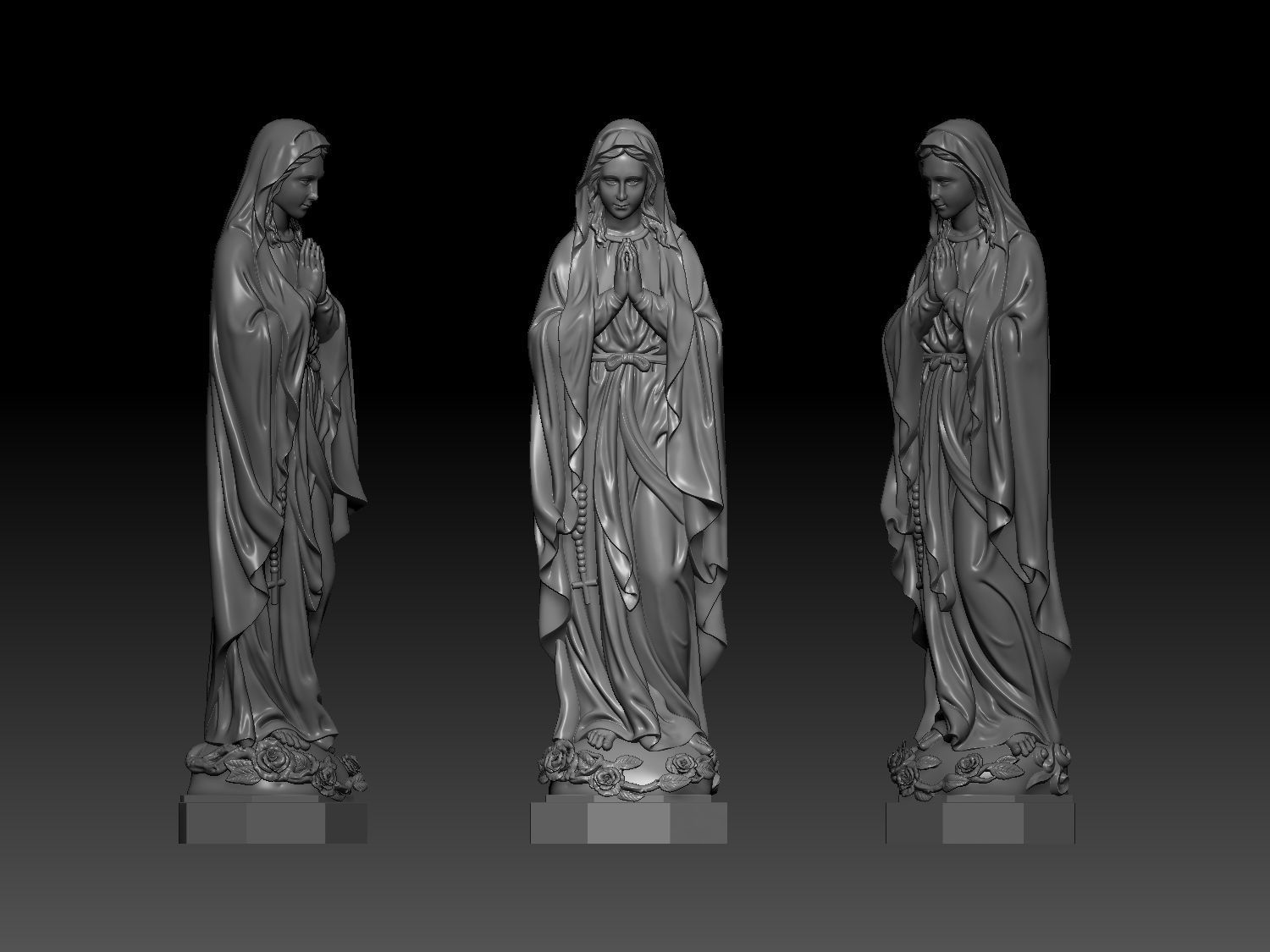 Virgin Mary Statue 3D print model_9