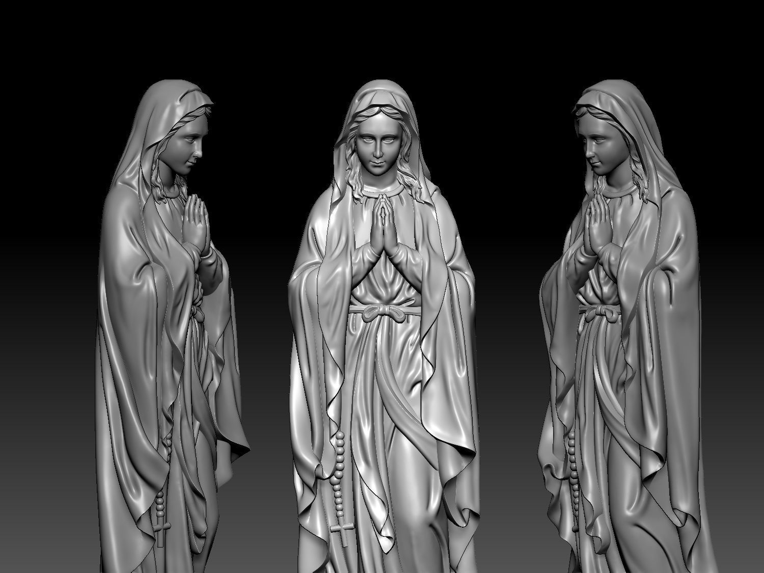 Virgin Mary Statue 3D print model_3