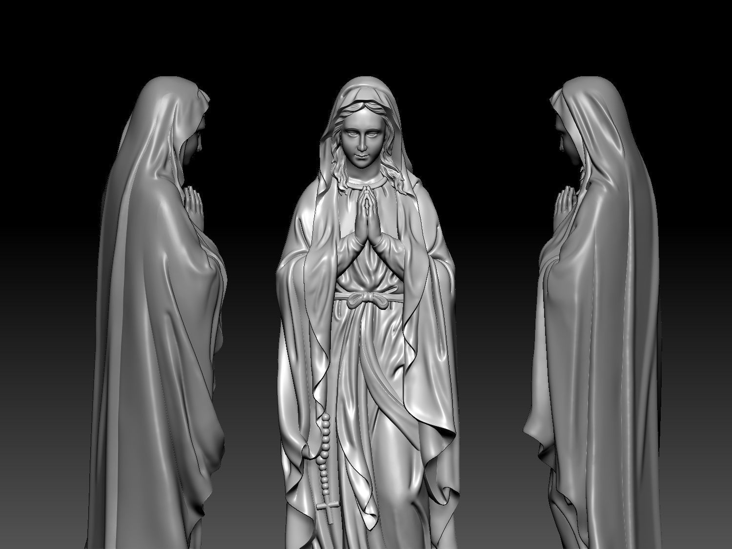 Virgin Mary Statue 3D print model_4