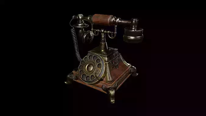 Vintage Rotary Dial Telephone Low-poly 3D model