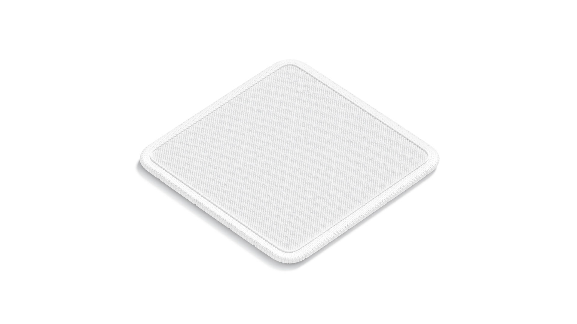 White Square Embroidered Patch - embroidery quadratic badge 3D model_1