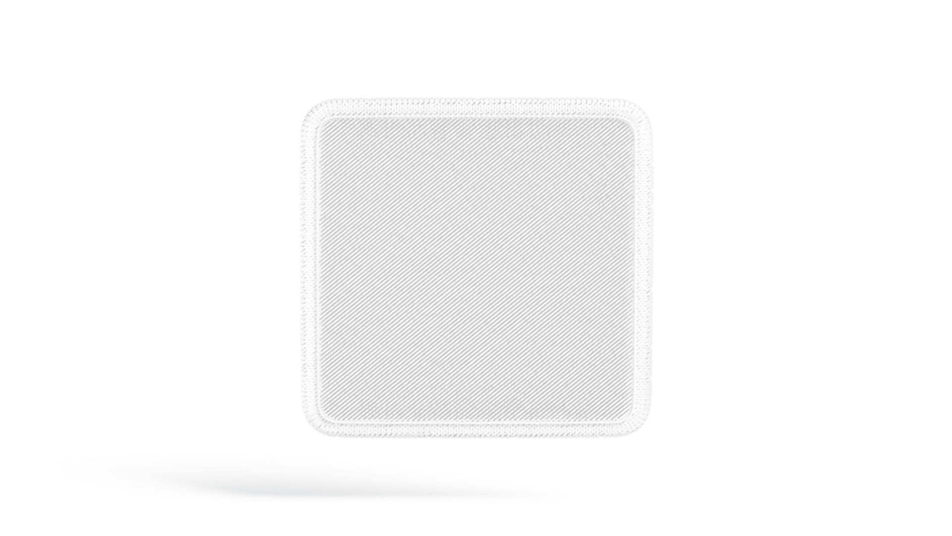 White Square Embroidered Patch - embroidery quadratic badge 3D model_4