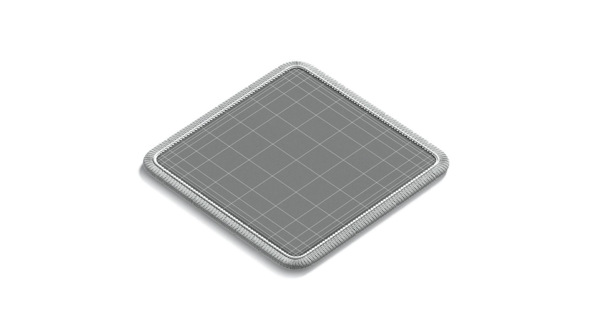 White Square Embroidered Patch - embroidery quadratic badge 3D model_8