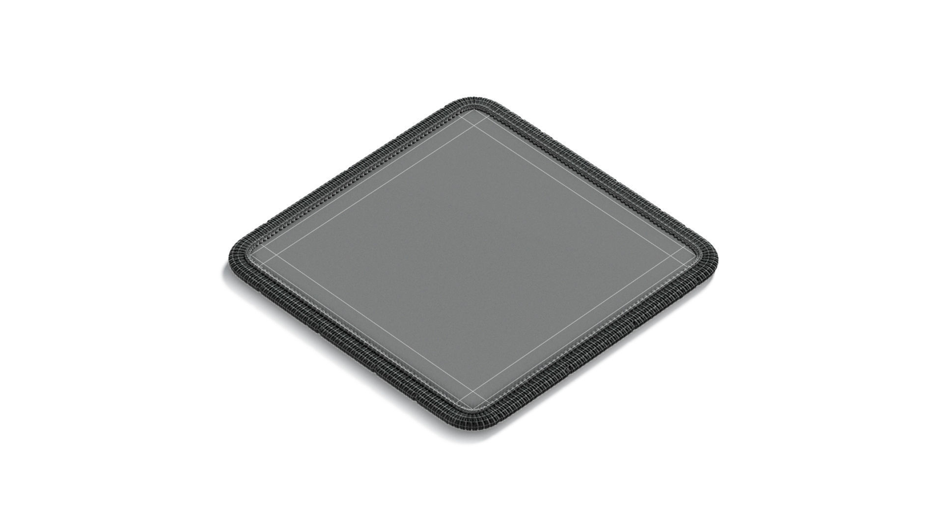 White Square Embroidered Patch - embroidery quadratic badge 3D model_6