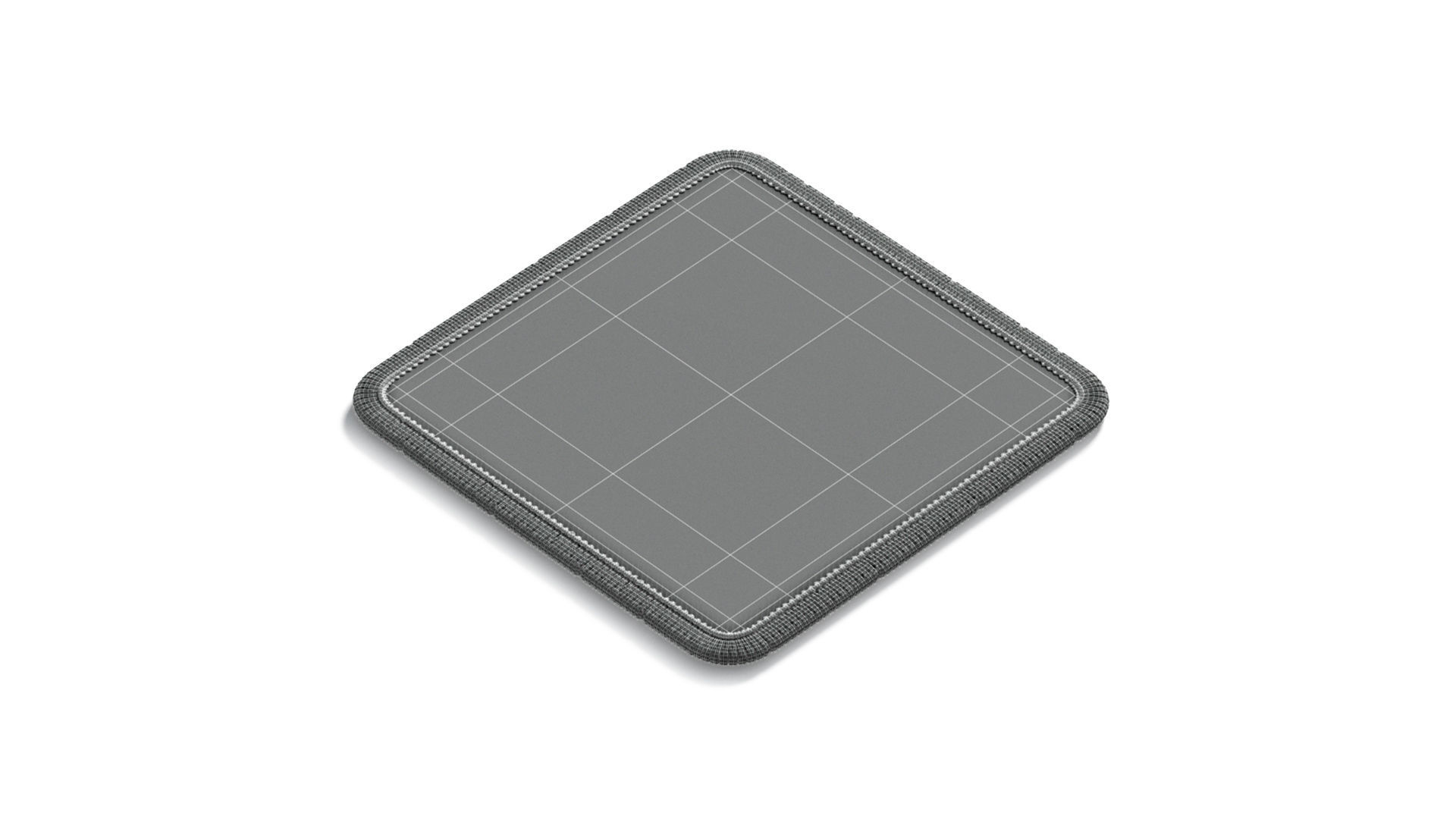 White Square Embroidered Patch - embroidery quadratic badge 3D model_7