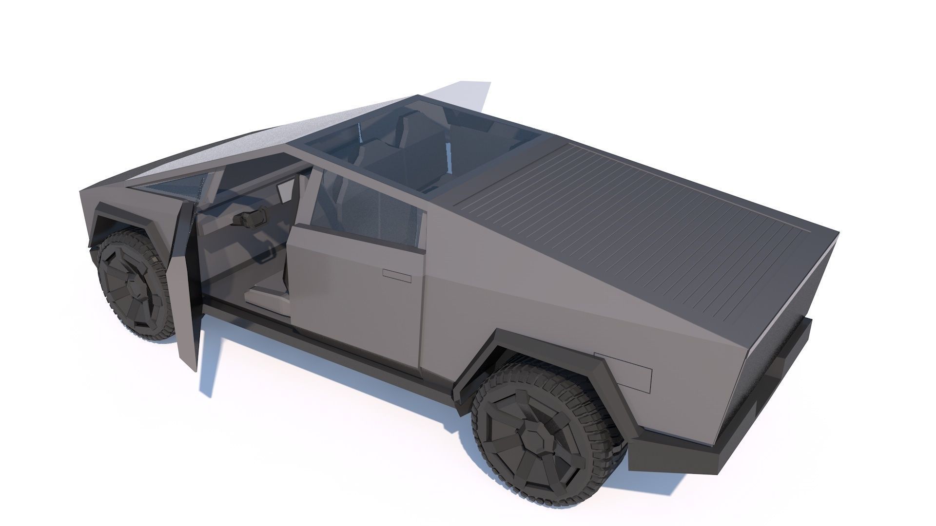 Tesla Cybertruck with Charging Station Module - Game Ready Low-poly 3D model_6