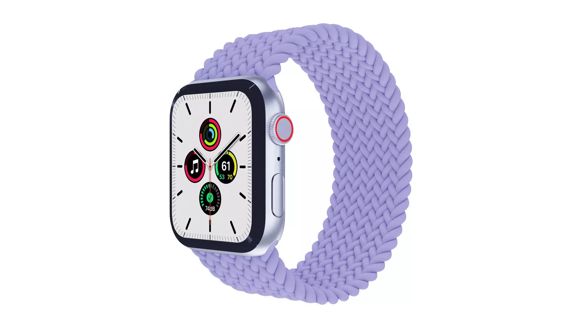 Apple Watch SE Aluminium Case English Lavender Braided Solo Loop Low-poly 3D model