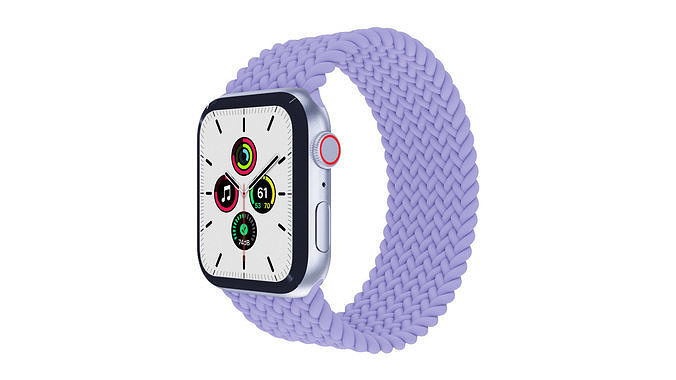 Apple Watch SE Aluminium Case English Lavender Braided Solo Loop Low-poly 3D model