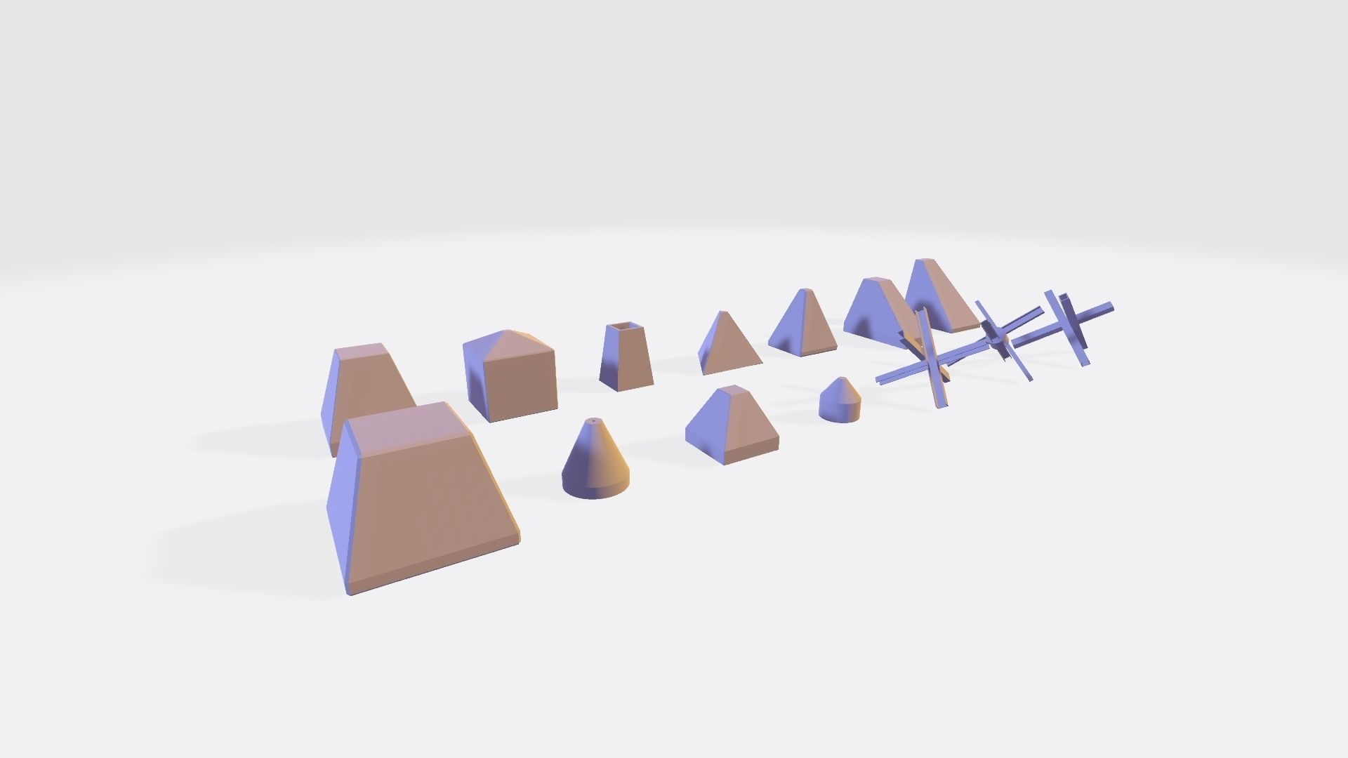 Anti Tank Obstacles - Concrete Blocks Czech Hedgehogs Barriers Low-poly 3D model_21
