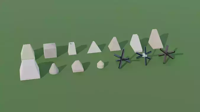 Anti Tank Obstacles - Concrete Blocks Czech Hedgehogs Barriers