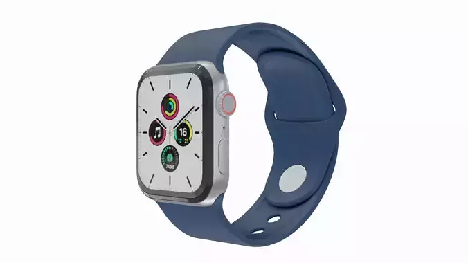 Apple Watch SE Silver Aluminium Case Abyss blue Sport Band