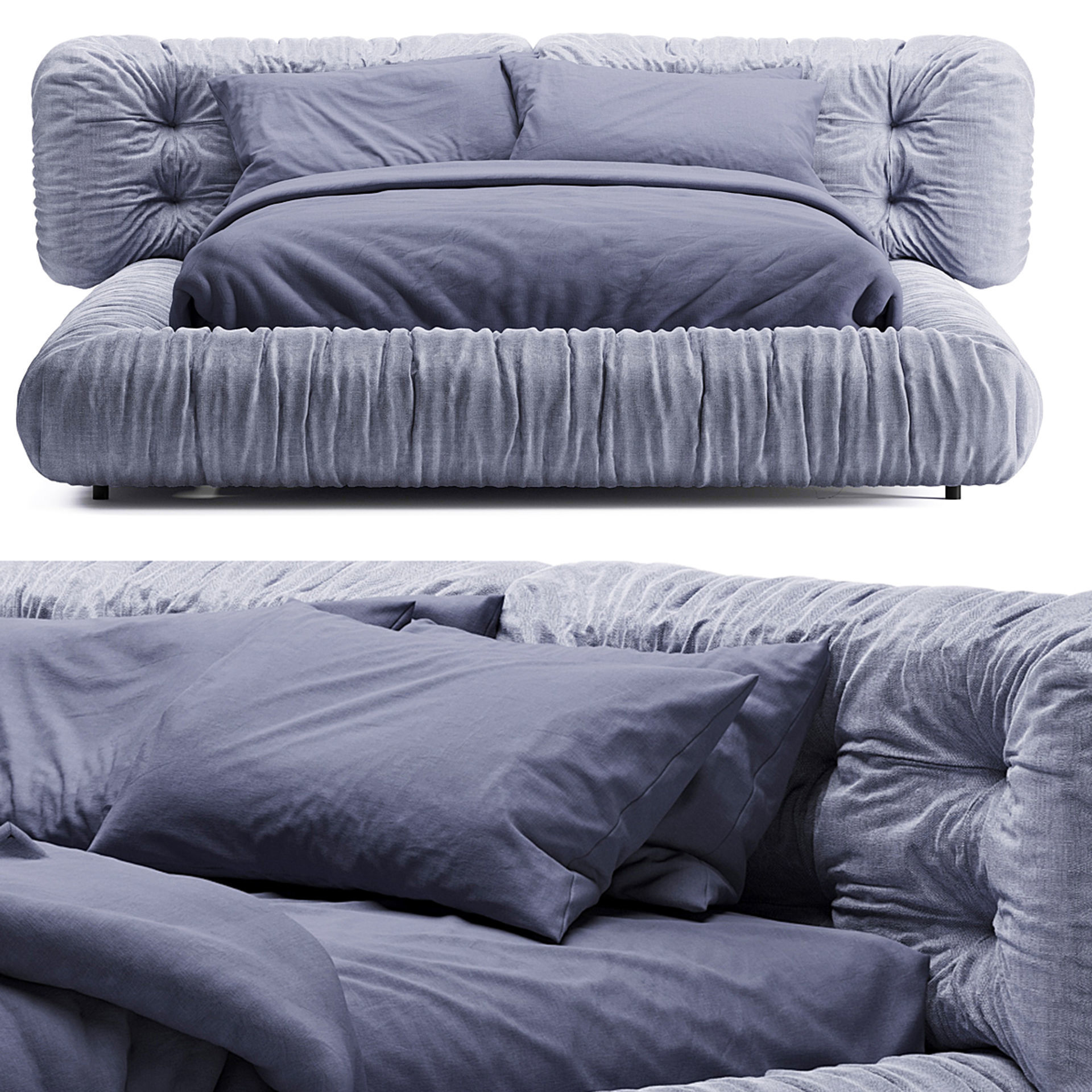 bed baxter milano Low-poly 3D model_1