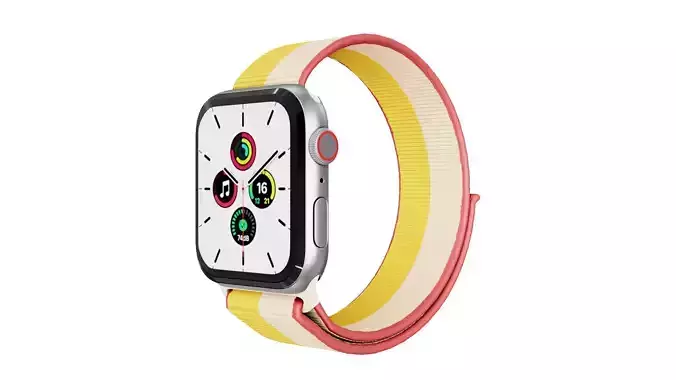 Apple Watch SE - Silver Aluminium Case with Maize Sport Loop