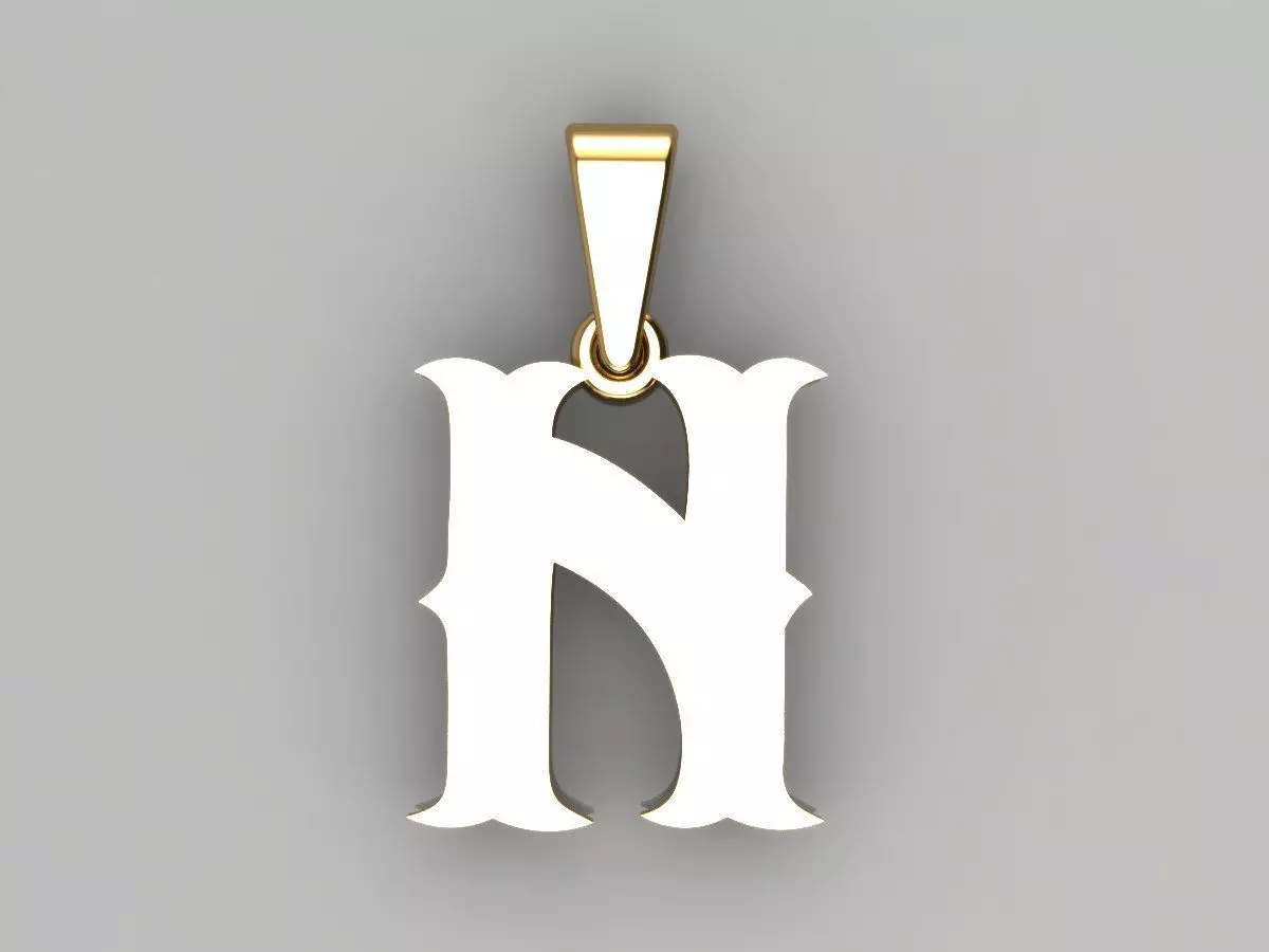 N alphabate pendant  3D print model_0