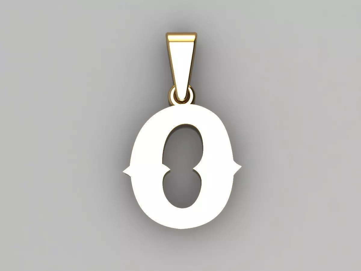 O alphabate pendant  3D print model_0