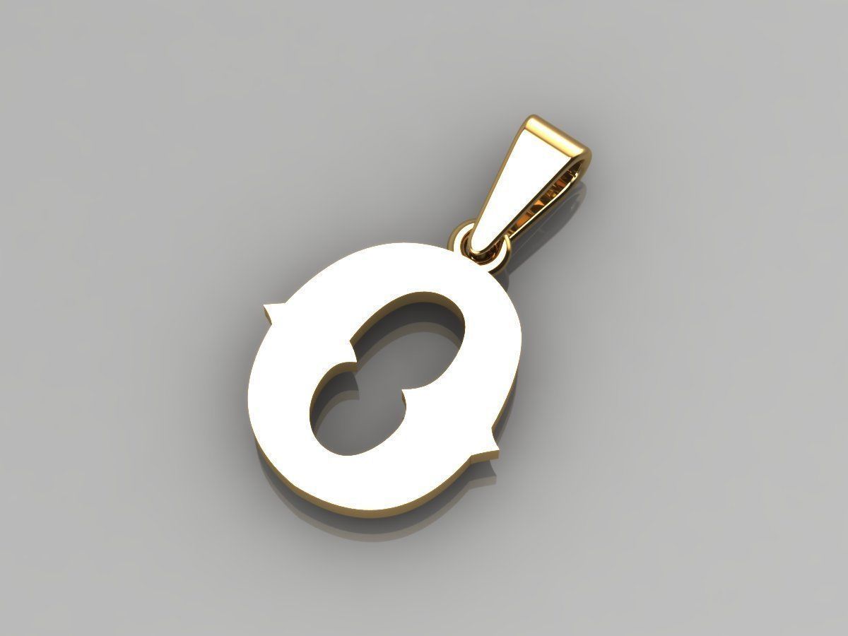 O alphabate pendant  3D print model_1