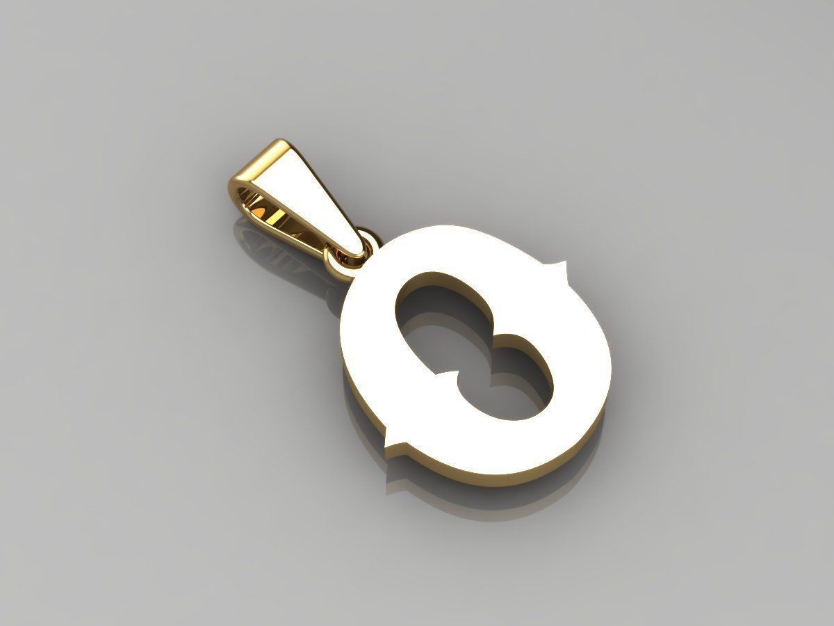 O alphabate pendant  3D print model_2