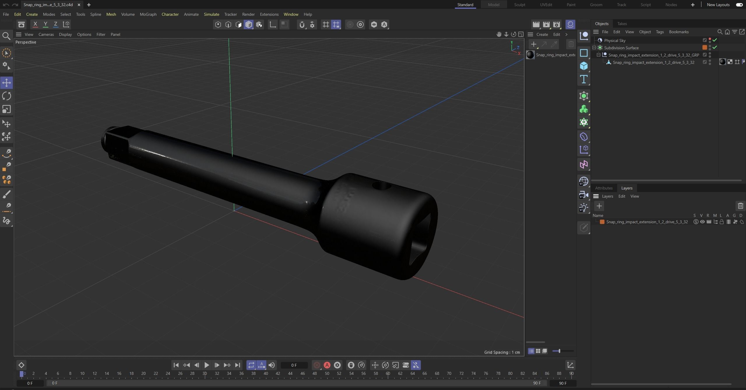 Snap Ring Impact Extension IMX52 Low-poly 3D model_29