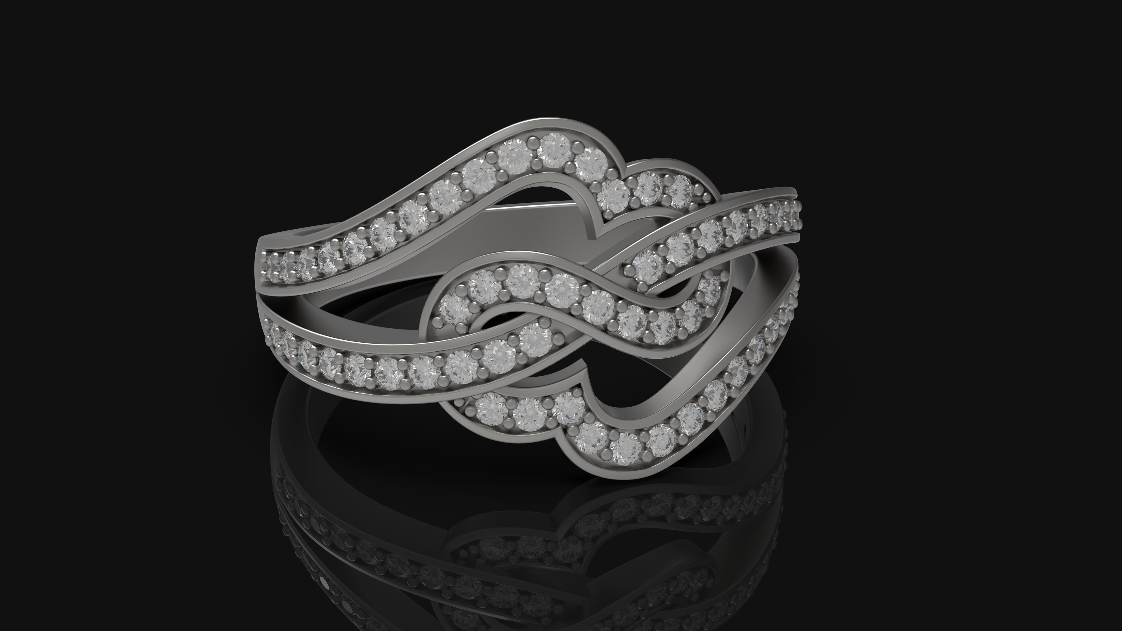 Heart diamond ring 3D print model_1