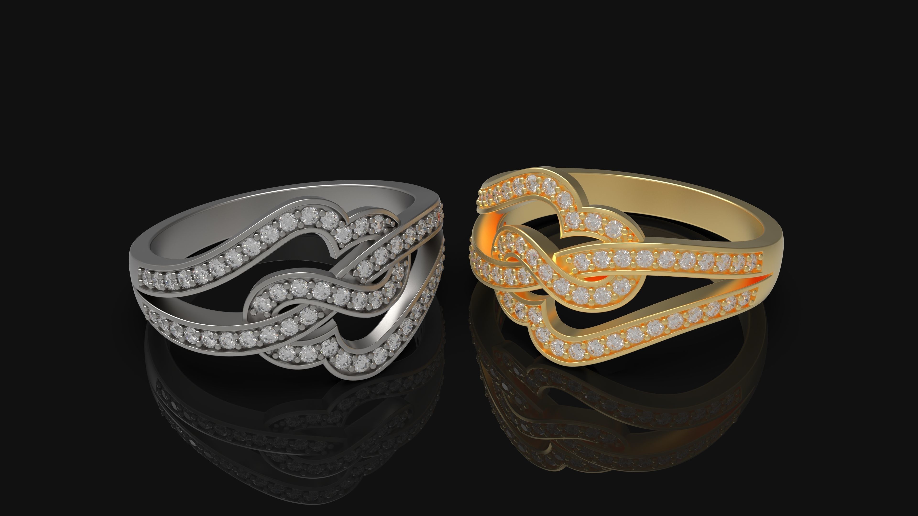 Heart diamond ring 3D print model_8
