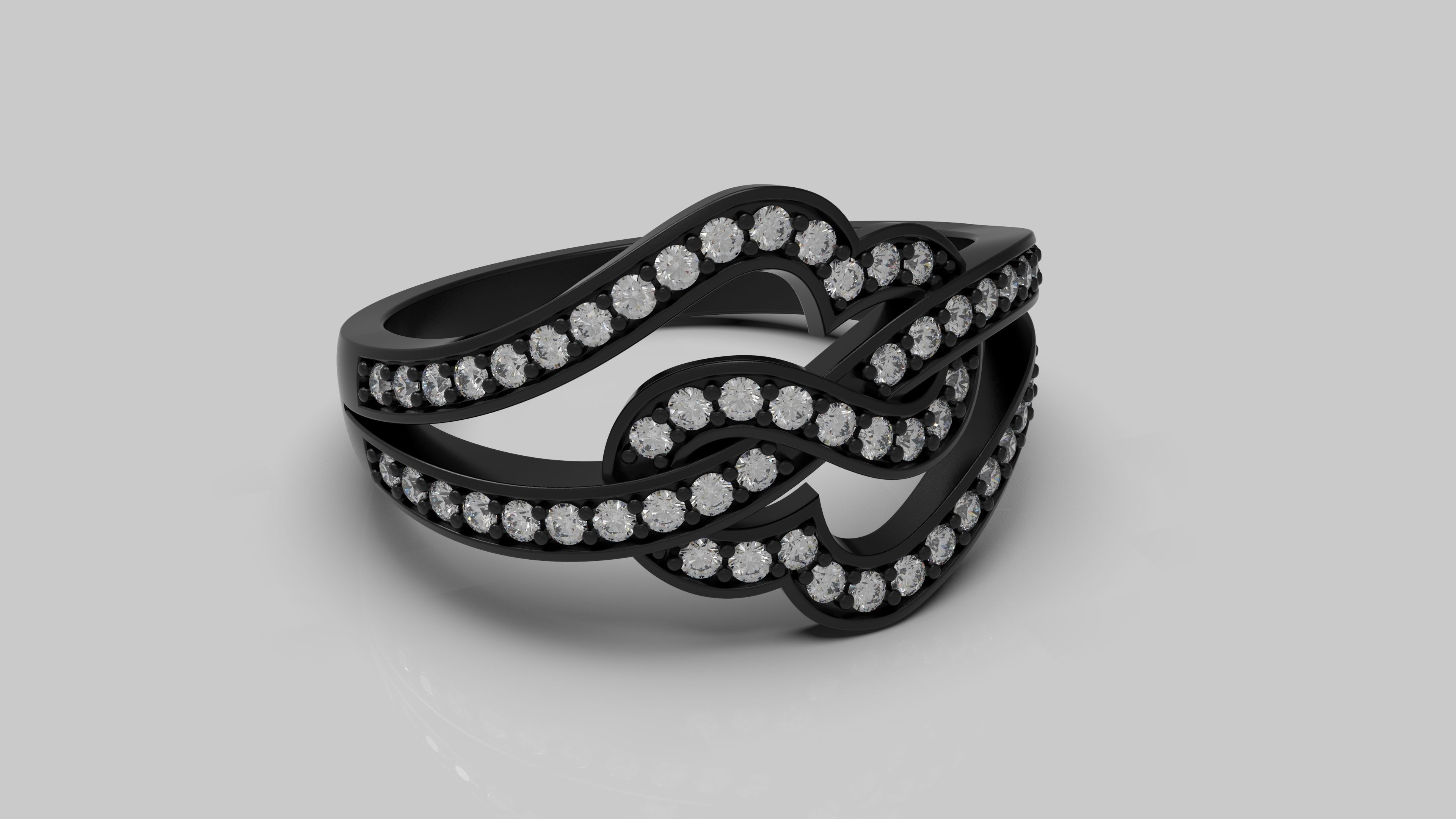 Heart diamond ring 3D print model_9