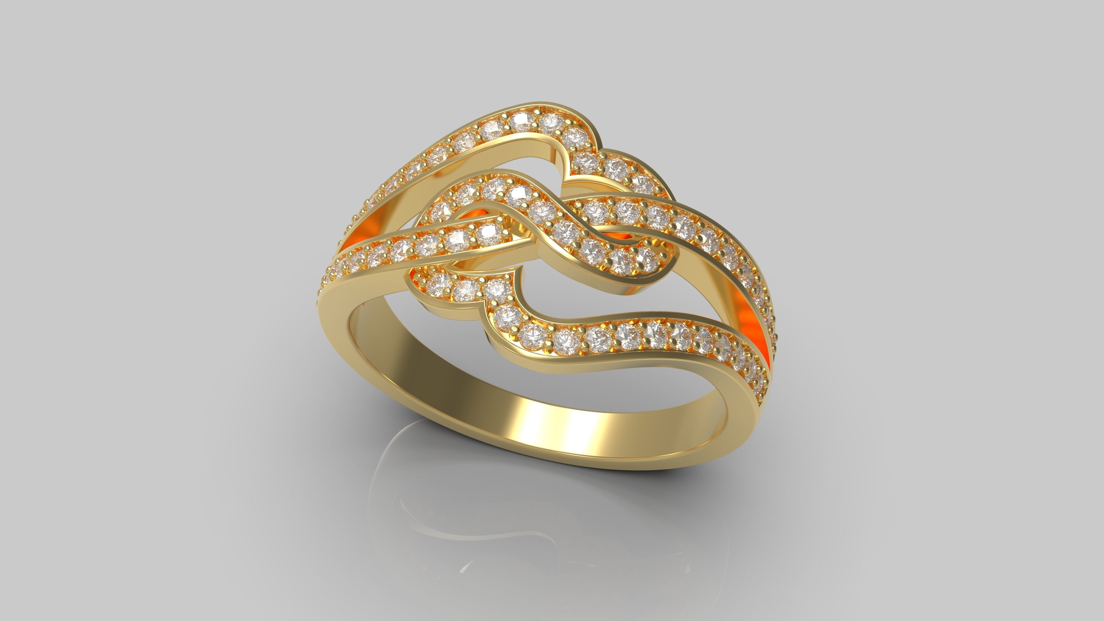 Heart diamond ring 3D print model_2