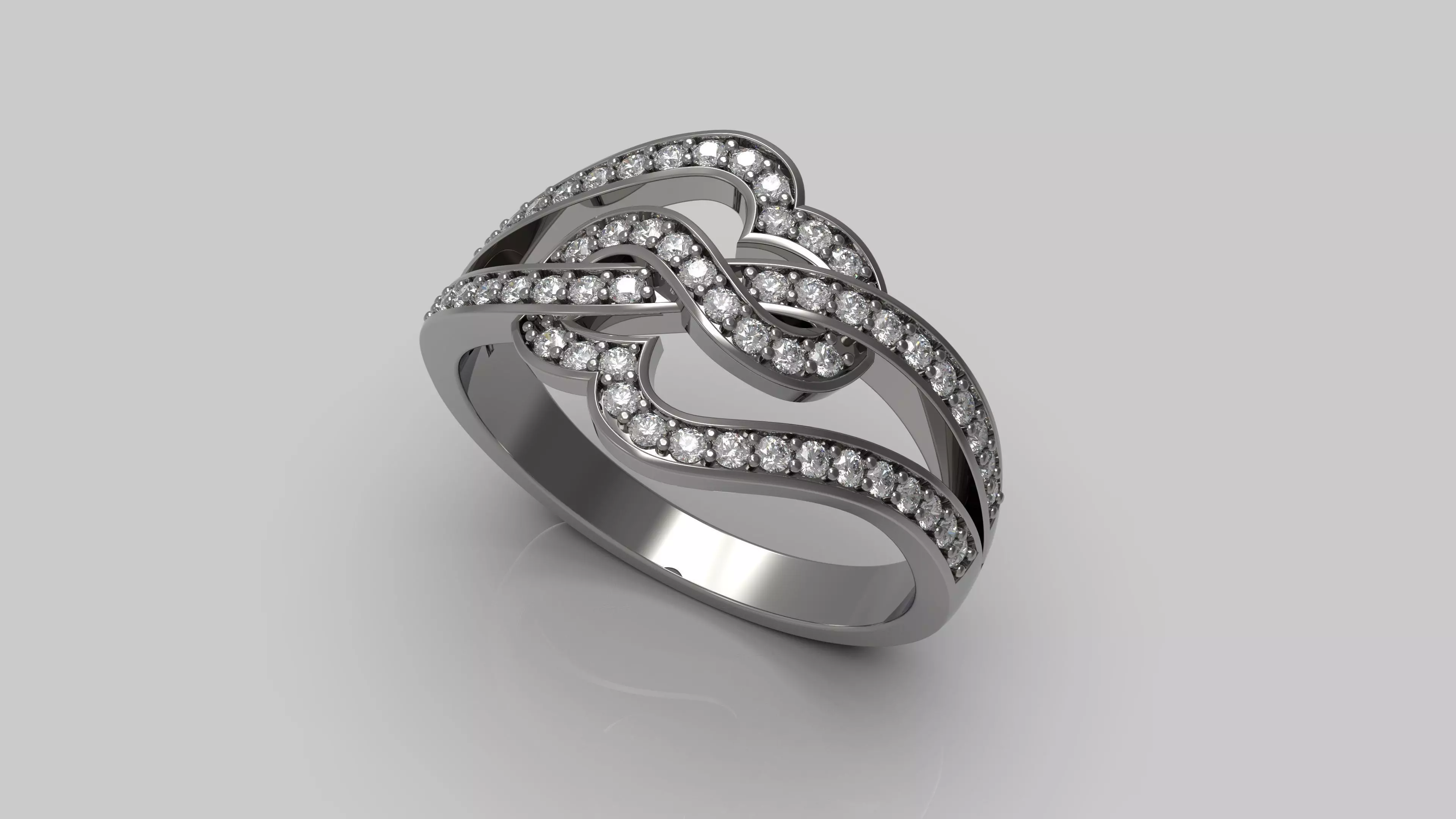 Heart diamond ring 3D print model_0