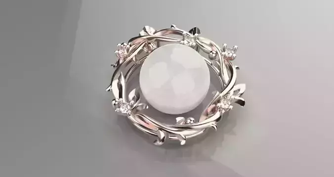 jewelry crown leaf flower pearl Pendant 3d model
