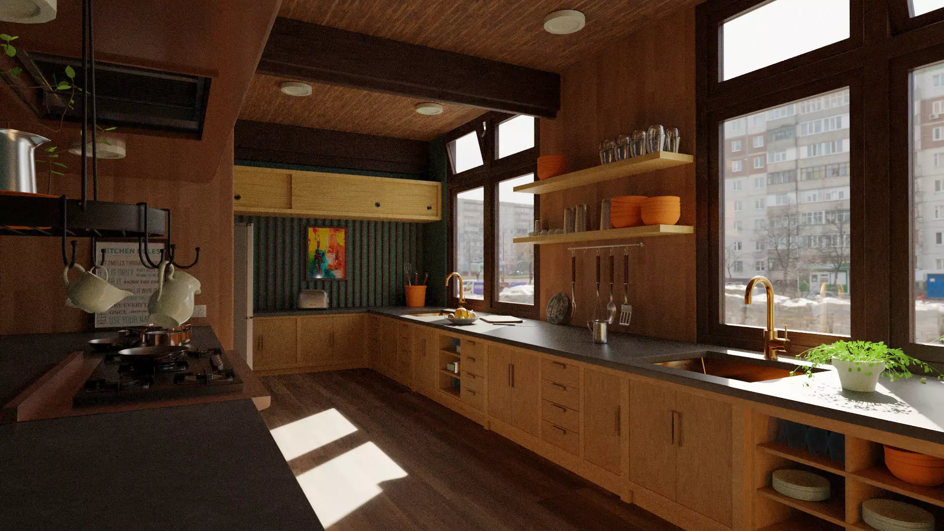 Moduler Kitchen 3D Model  Blender  Maya OBJ  GLB  FBX  MTL 3D model_0