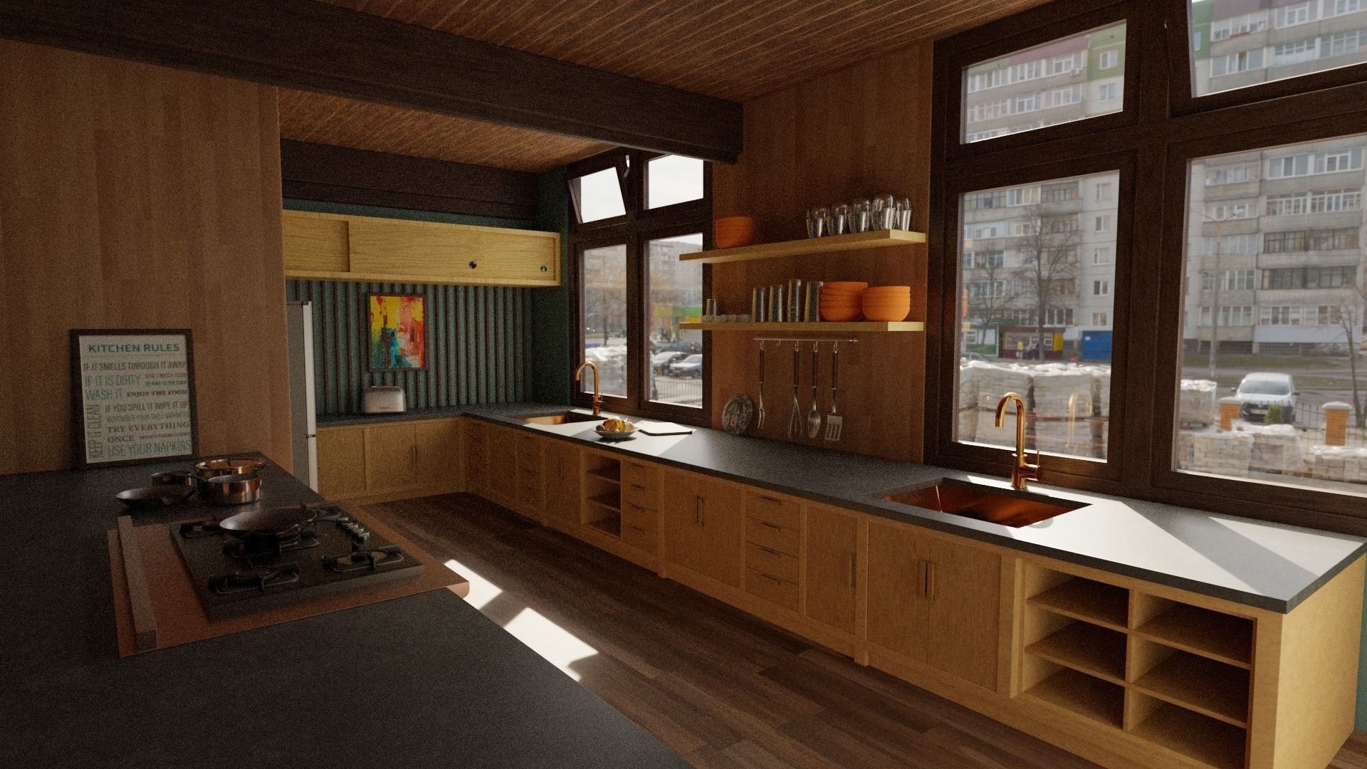 Moduler Kitchen 3D Model  Blender  Maya OBJ  GLB  FBX  MTL 3D model_2