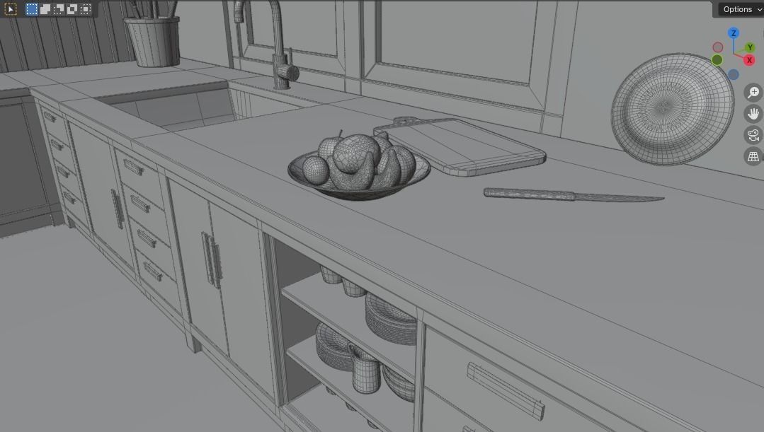 Moduler Kitchen 3D Model  Blender  Maya OBJ  GLB  FBX  MTL 3D model_8