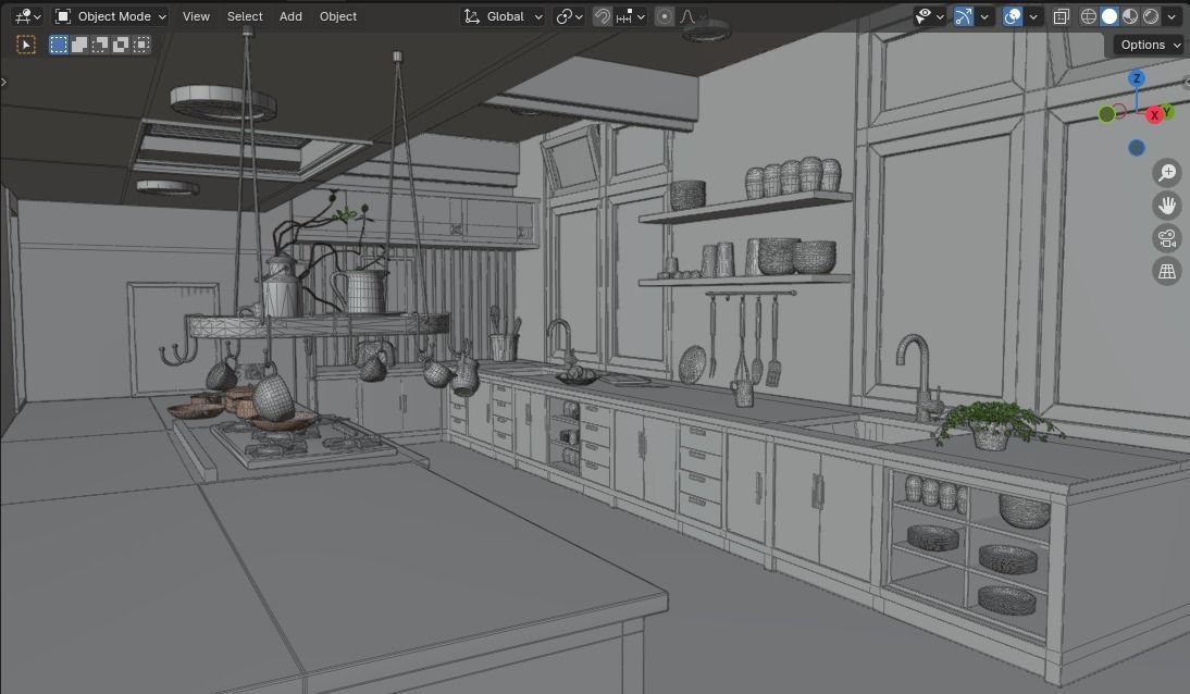 Moduler Kitchen 3D Model  Blender  Maya OBJ  GLB  FBX  MTL 3D model_5