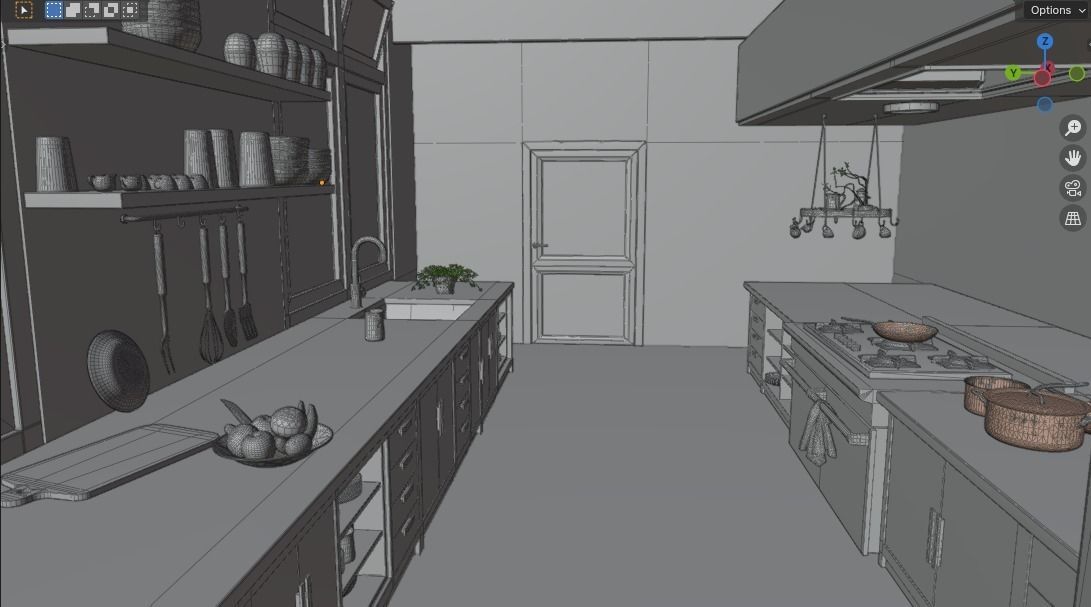 Moduler Kitchen 3D Model  Blender  Maya OBJ  GLB  FBX  MTL 3D model_6