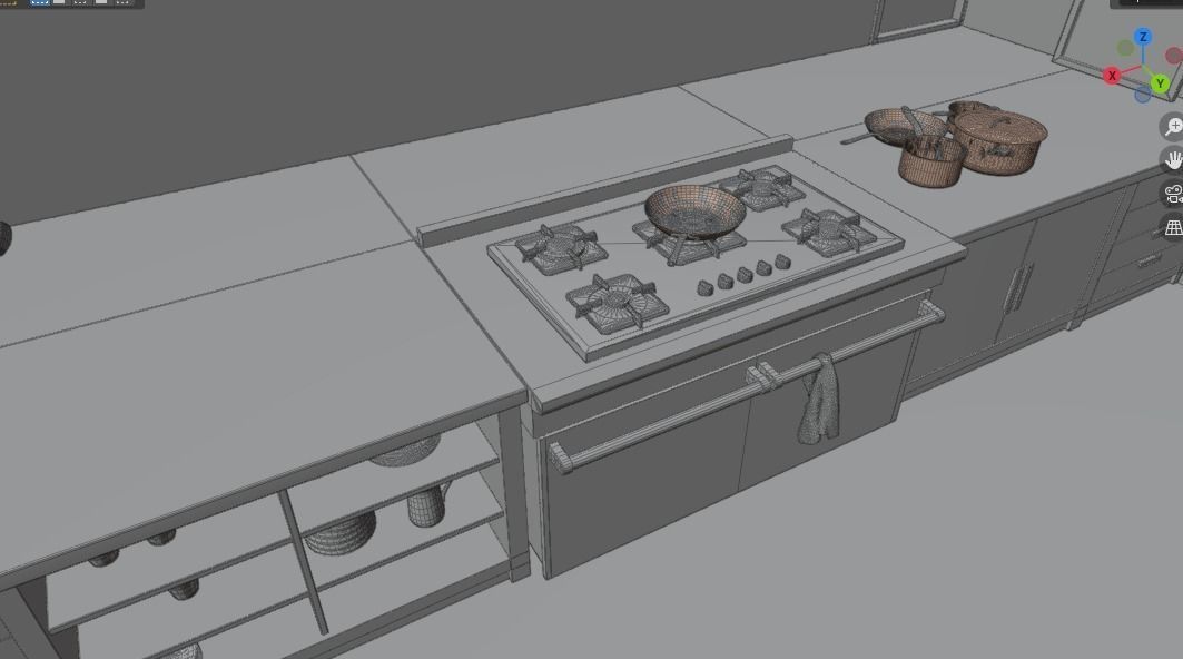 Moduler Kitchen 3D Model  Blender  Maya OBJ  GLB  FBX  MTL 3D model_7